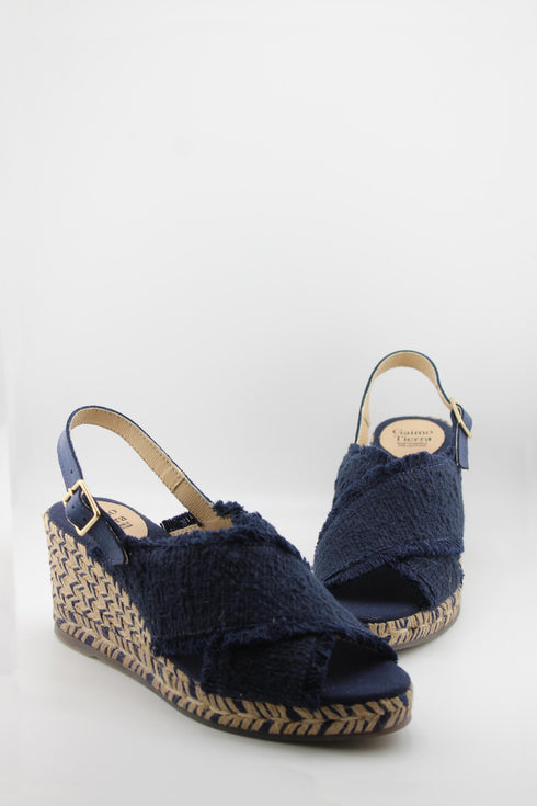 Gaimo Frayed Slingback Espadrille Wedge Sandals